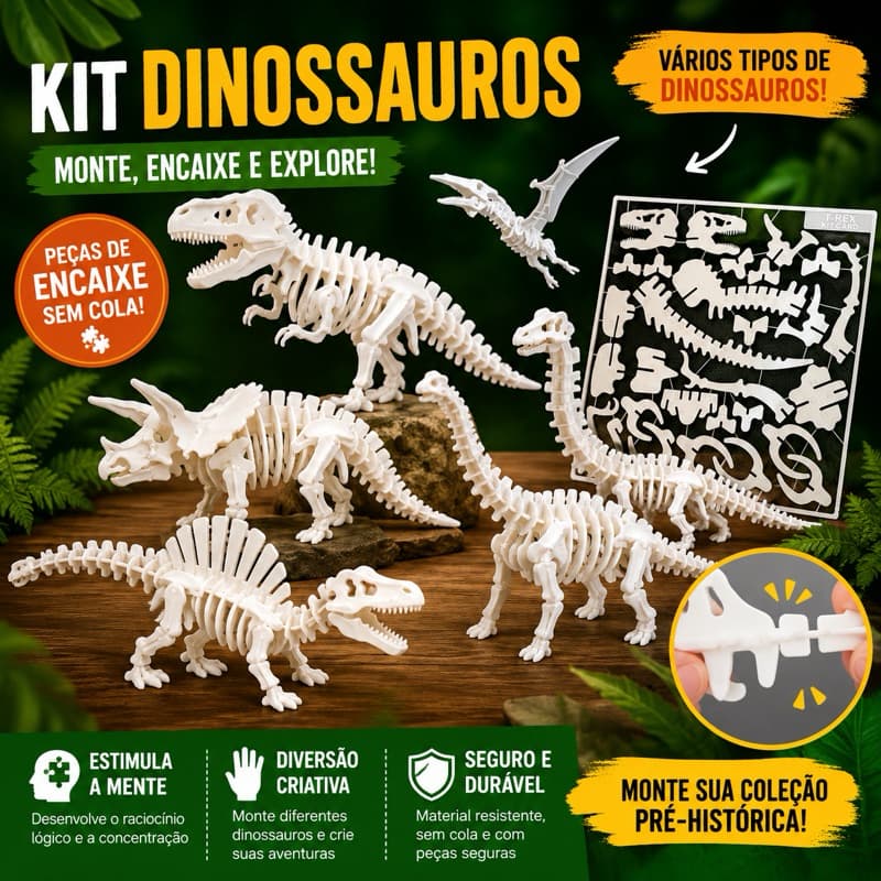 Lembrancinha Dinossauro 3D para Montar | Kit Educativo Infantil Festa Dinossauro