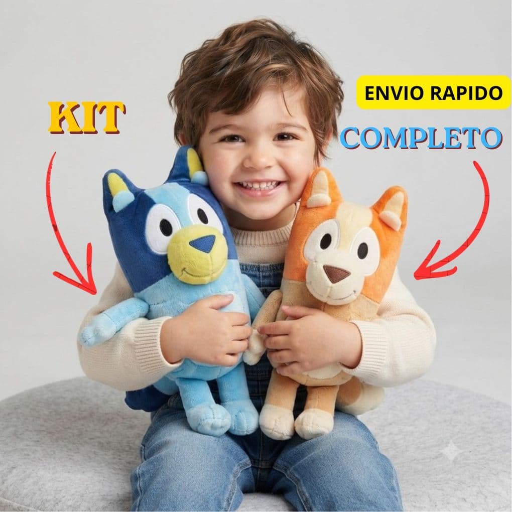 Kit Pelúcia Bluey e Bingo 25cm Macia Infantil Presente Crianças Antialérgica Algodão
