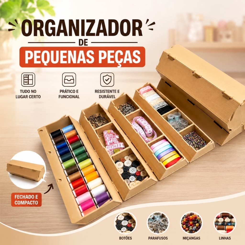 Caixa Organizador de Pequenas Peças | Organizadora Dobrável De Miudeza | Parafusos Pesca Costura Armarinho Artesanato