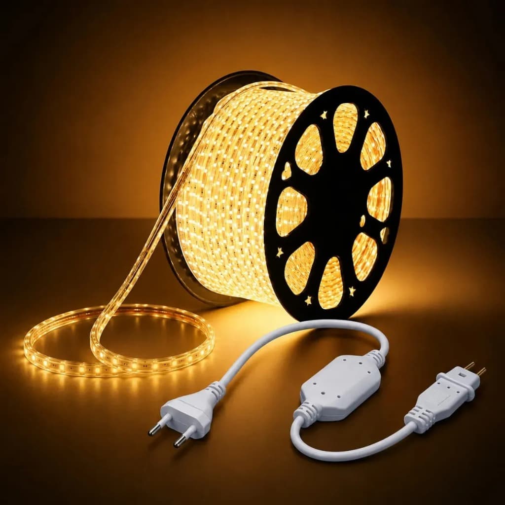 1 a 10 Metros Fita Mangueira Led 5050 Branco Frio/Quente 110v/220v de + Fonte de Alimentação/Rabicho