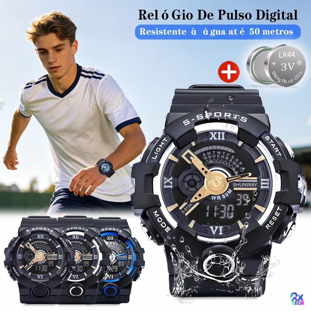 Relógio Digital Masculino De Silicone Prova D Agua Originais Luxo Moda Esportiva Cronógrafo Led Display