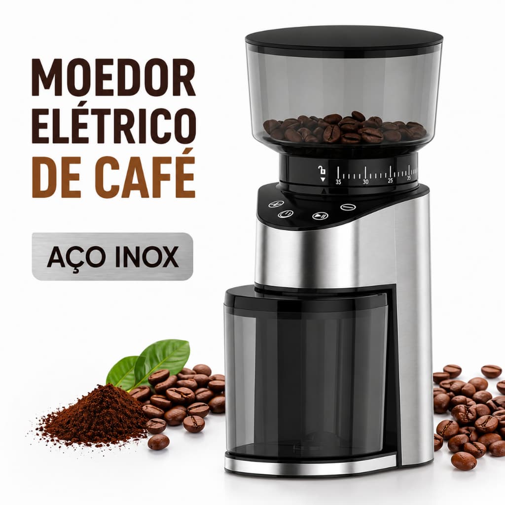 Moedor de Café Elétrico 110V Automático com 35 Níveis de Moagem Reservatório 250g e Moinho Removível