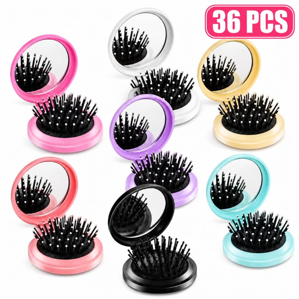 Kit 36 Pente Espelho Dobrável mini Almofada De Ar Portátil Compacto COR Aleatório