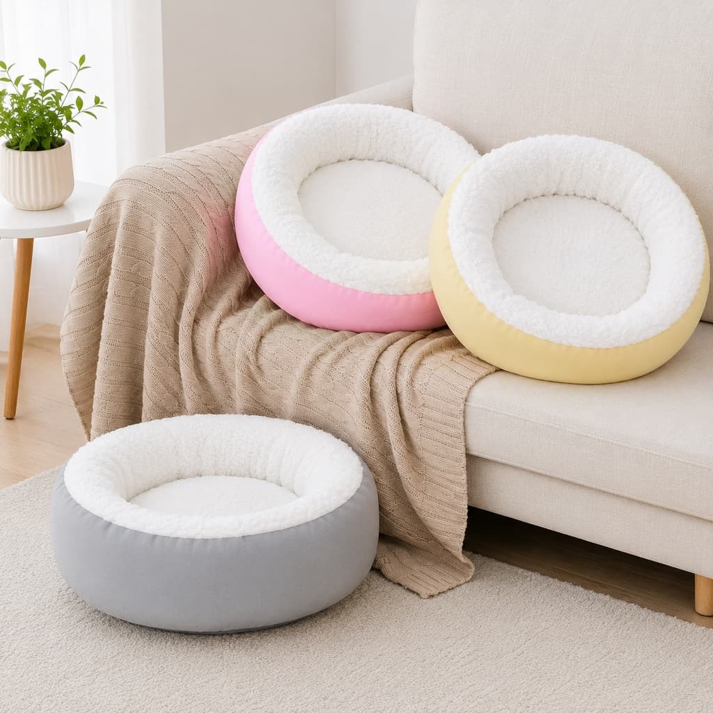 Cama Pet Redonda para Cachorro e Gato Super Macia Fofinha Quentinha Antiestresse Lavável