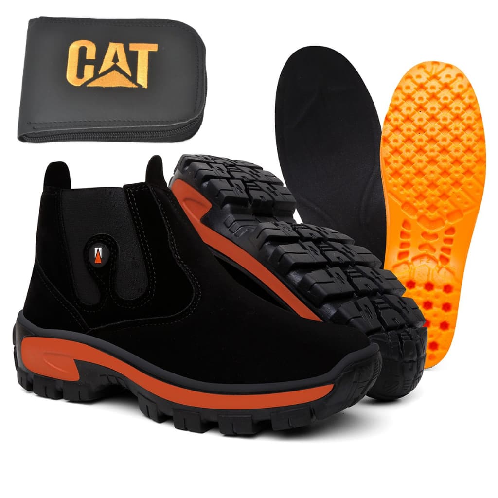 Botina Masculina Couro Legítimo Nobuck Coturno Bota Palmilha Gel Brinde Carteira Moderno