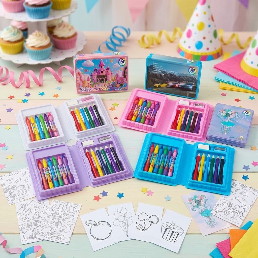 Kit 10 Estojinho Estojo Maleta Kit Pintura Escolar 18 peças Personalizar Festa Aniversário Brinde Envio Rápido