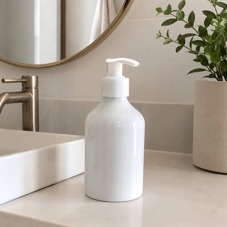 Porta Sabonete Líquido e Álcool Gel Porcelana - Branca, Elegante e de Fácil Limpeza