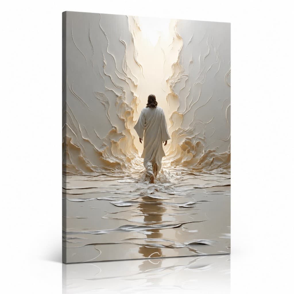 Quadro Decorativo Religioso Jesus Anda Sobre as Águas - Sem moldura