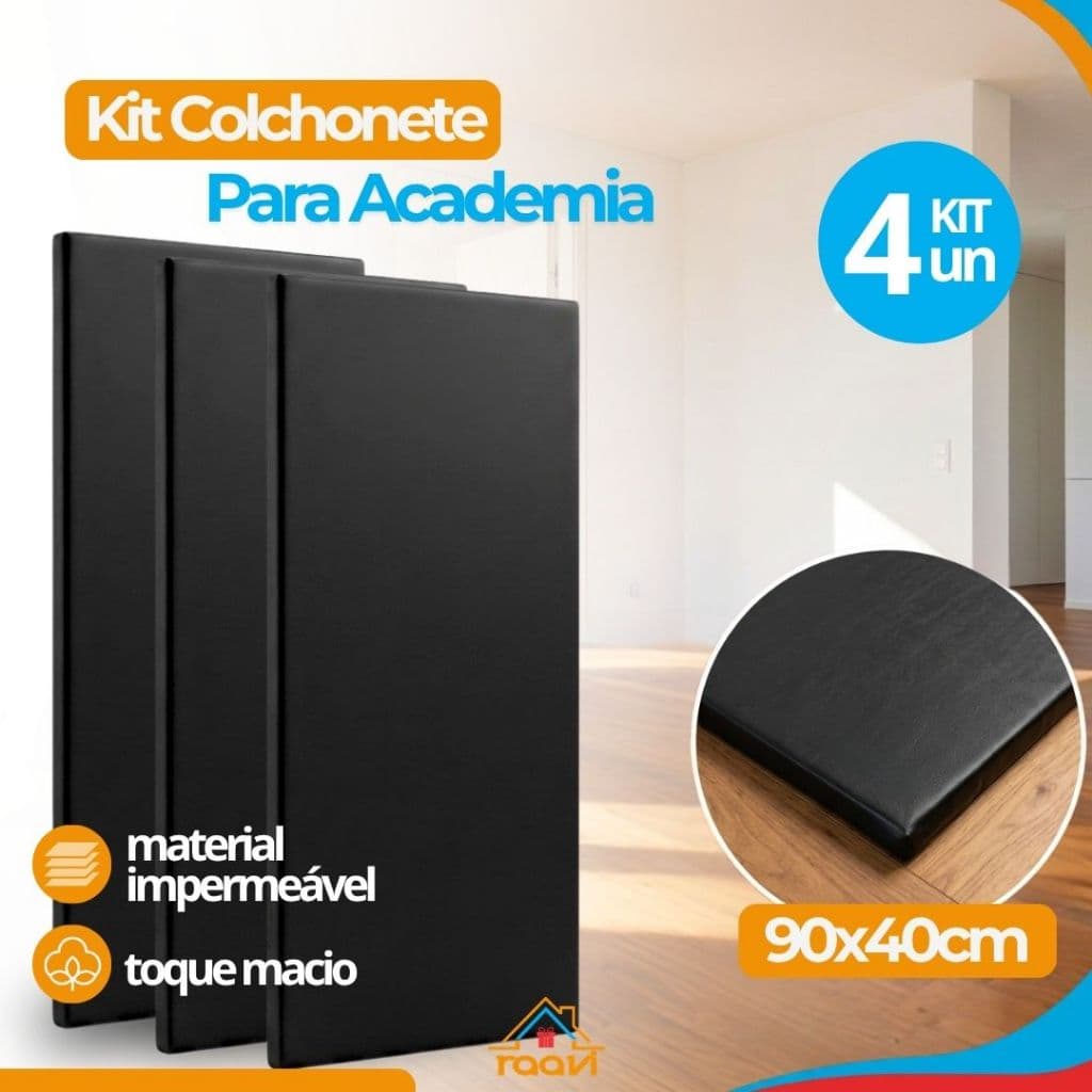 Kit Colchonete para Academia 90x40cm Impermeável Resistente Macio para Exercícios e Pilates