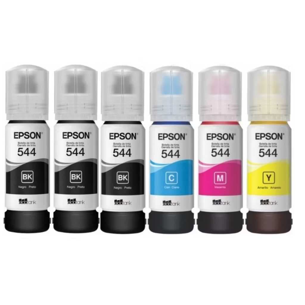 Kit 6 Refil De Tinta 544 3 Black + Cyan + Yellow + Mag. P/ L3110 L3150 L3160 L3250