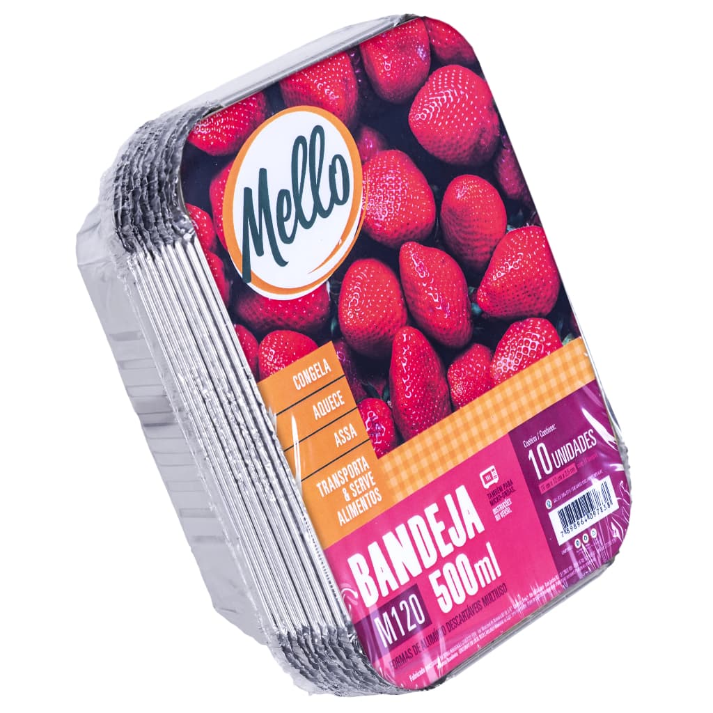 Bandeja Aluminio Mello M120  500ml C/10un Fracionada