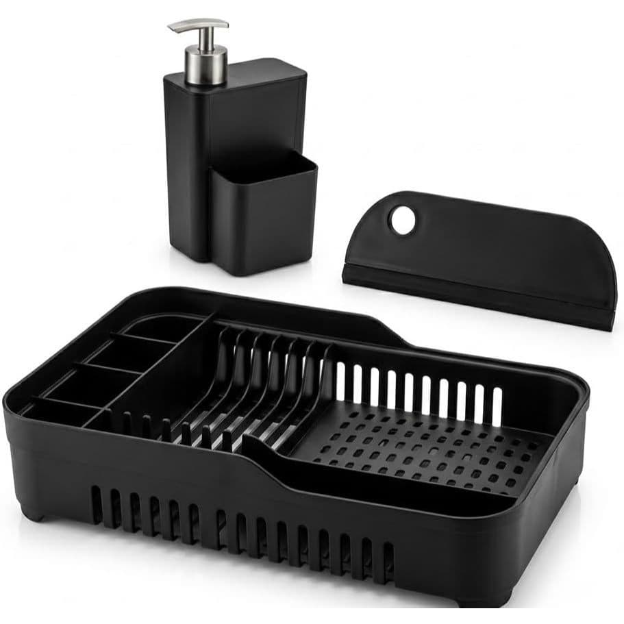 Kit Pia Cozinha Completo 3 Peças Escorredor Rodinho Dispenser 750ml Detergente Premium Jogo de Cozinha Jogo de Pia