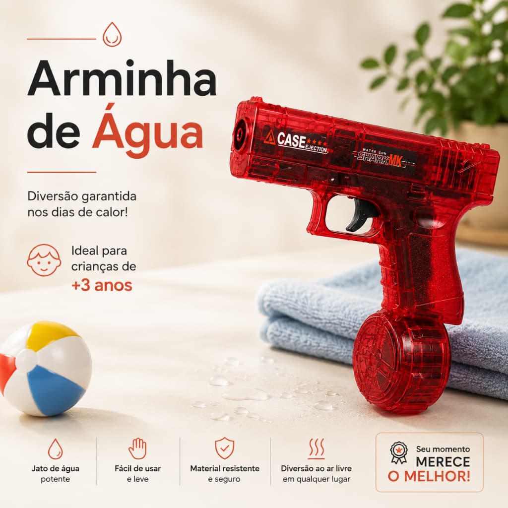 Arminha Pistola de Água Elétrica Arma de Brinquedo Recarregável ideal para Crianças