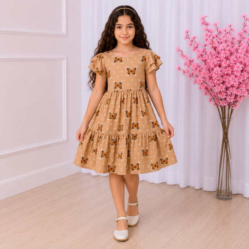 Vestido Infantil Menina Vestidos Babado– Delicado, Leve e Perfeito para Encantar