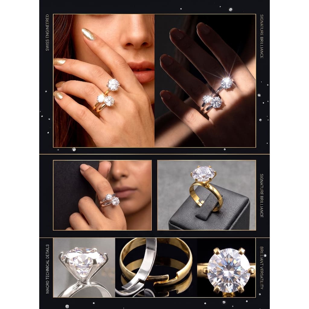 Anel Solitário Ajustável Zircônia 8mm 10mm 12mm Banho Ouro 18k Prata 925 Kit