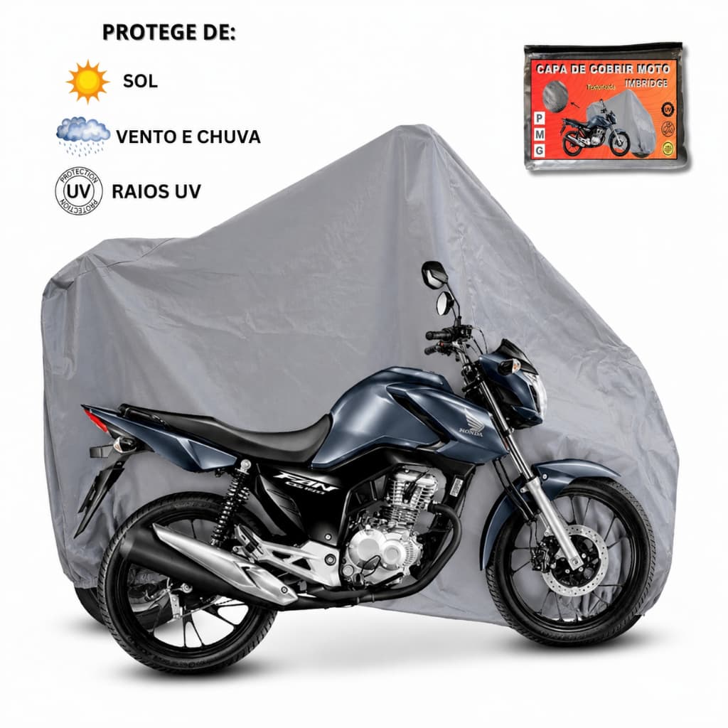Capa de Moto 100% Impermeável Forrada Com Proteção Uv Riscos Chuva Sol Poeira Tamanho Único