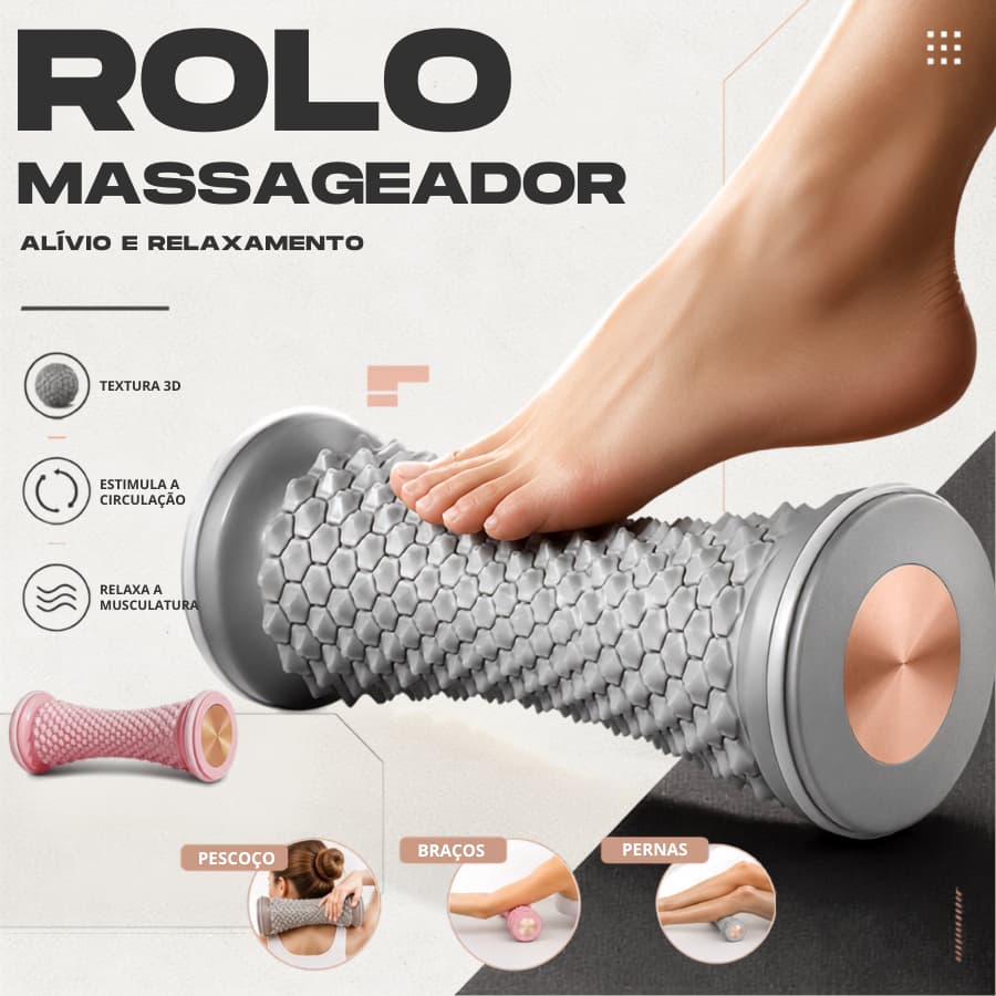 Massageador para Pés Reflexologia Rolo de Massagem Recuperação Muscular Pós Treino