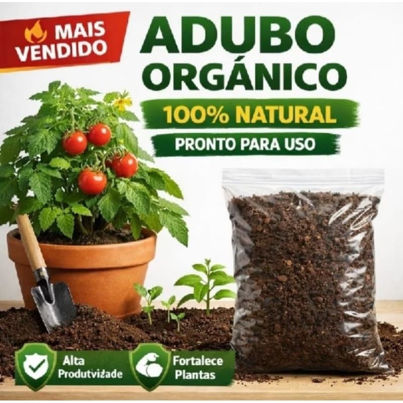 Esterco Bovino Orgânico Premium NPK (escolha a quantidade) - Adubo Natural para Vasos, Hortas e Jardins Terra Estercada