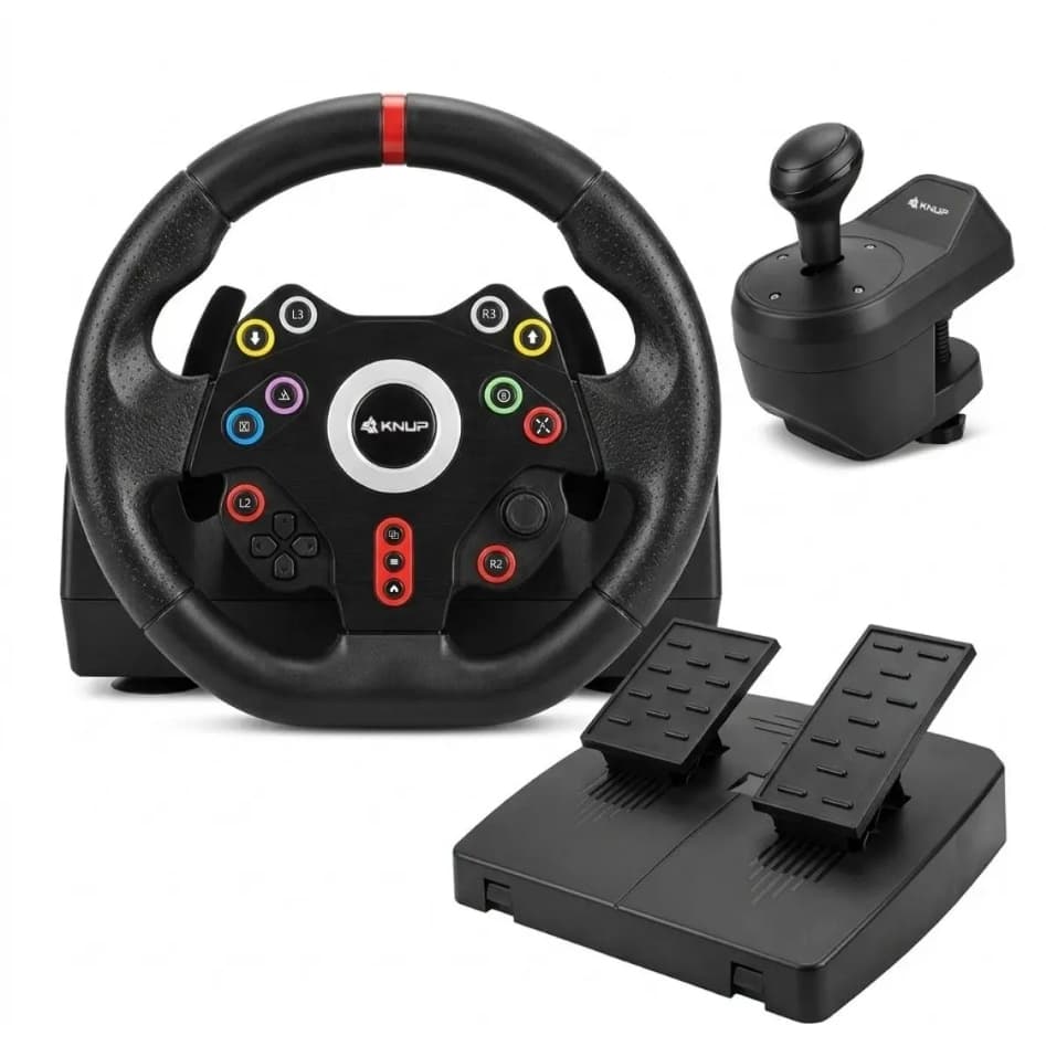 Volante Gamer Pedais Cambio Corrida Compatível Pc Ps5 Ps4 Xbox 8 em 1 KP5817
