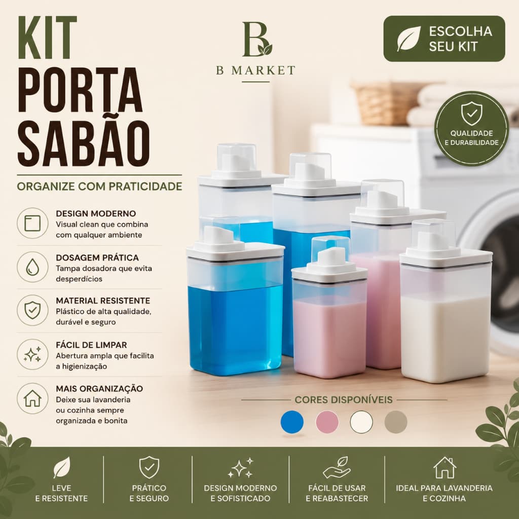 Kit Dispenser Organizador Lavanderia 2,3 litros 1,5 Litros Acrílico (AMACIANTE, SABÃO EM PÓ)