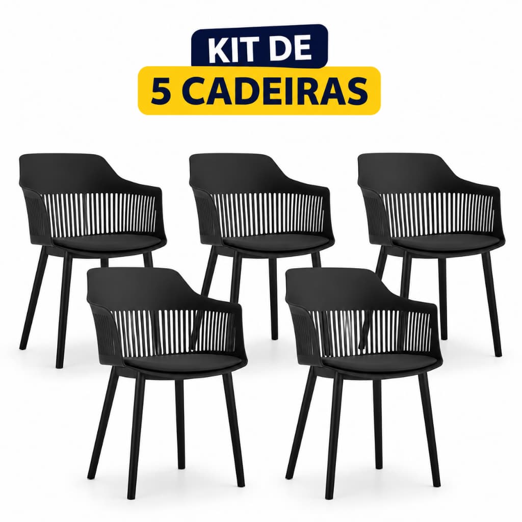 Kit 5 Cadeiras de Jantar Marcela Montreal Design Moderno Decorativo Resistente