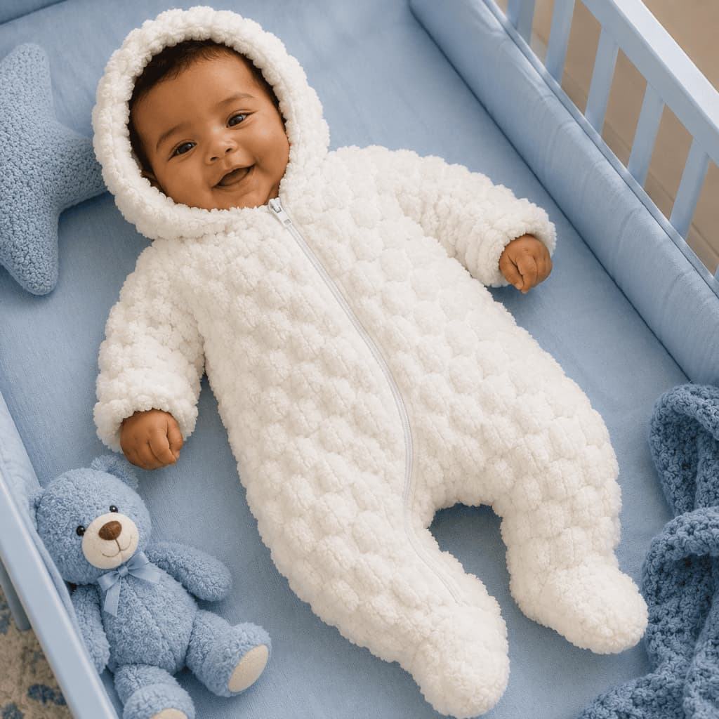 Macacão Bebê Menina Menino Soft Bolha Fleece Frio RN 0 a 12 Meses Com Capuz