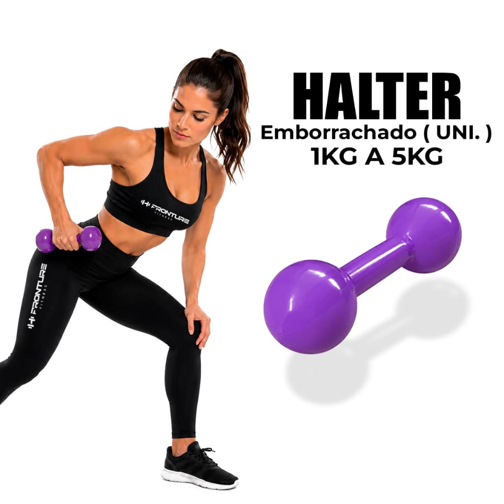 Halter Emborrachado Roxo Halteres 1 Kg a 5 Kg Fortalecimento Academia Musculação Supino Peso Exercicio