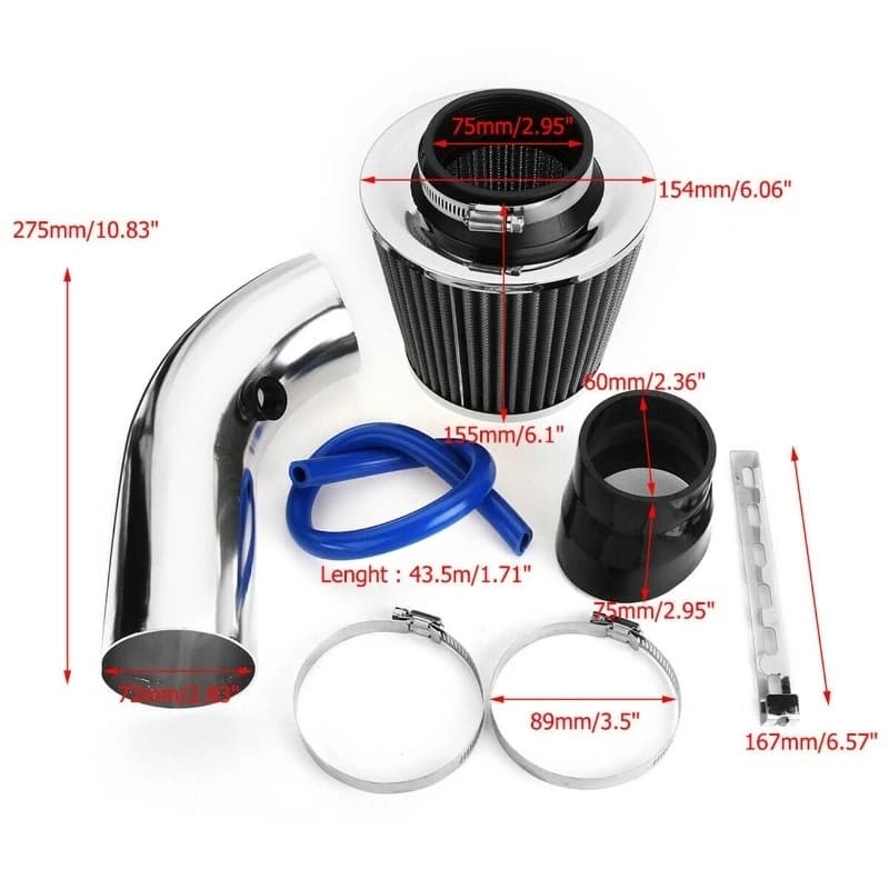 Kit Intake Filtro De Ar Esportivo Universal 3 Polegadas - Consulte Compatibilidade - Cores Conforme Disponibilidade.