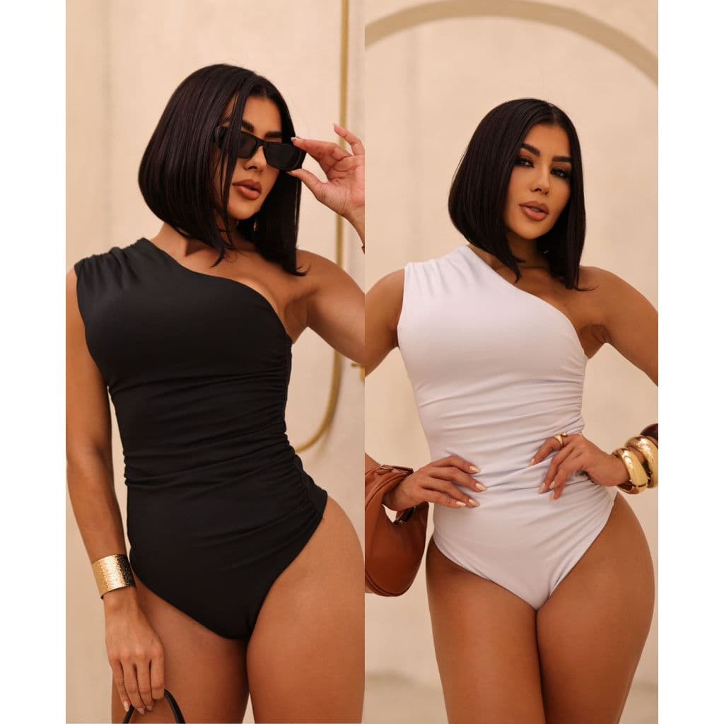 Kit 2 Body Meia Manga pregueado tecido suplex premium casual verão