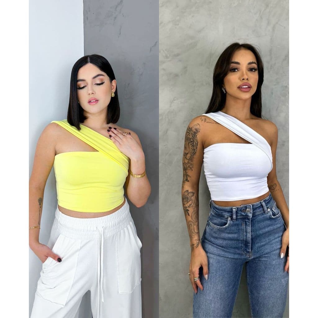 Kit 2 Cropped Frente Unica Meia Faixa Moda Feminina Verão Basico
