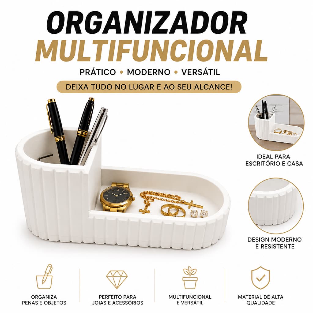 Organizador de Mesa Multifuncional Porta Canetas Objetos para Escritório Mesa de Cabeceira