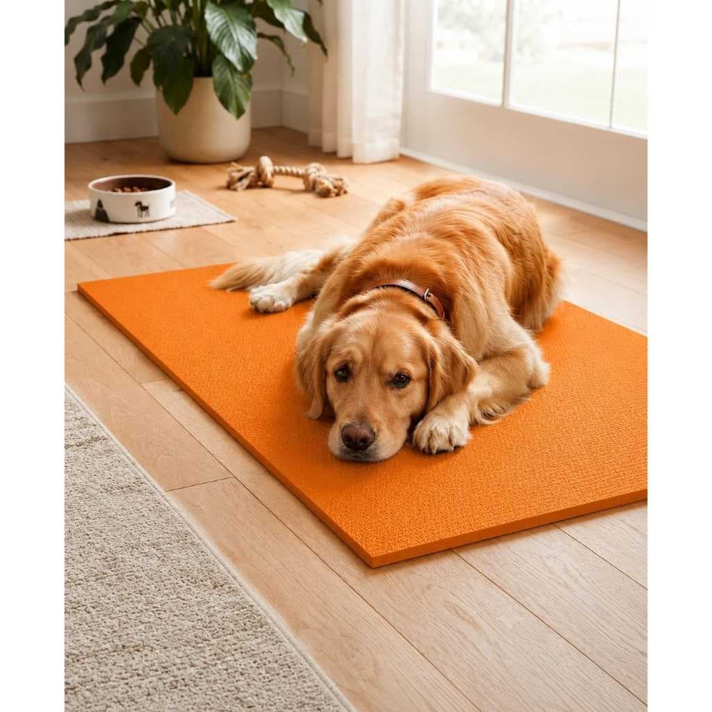 Colchonete Laranja para Pets Antiderrapante Confortável Multiuso Base para Descanso, Casinha, Transporte, Treinamento