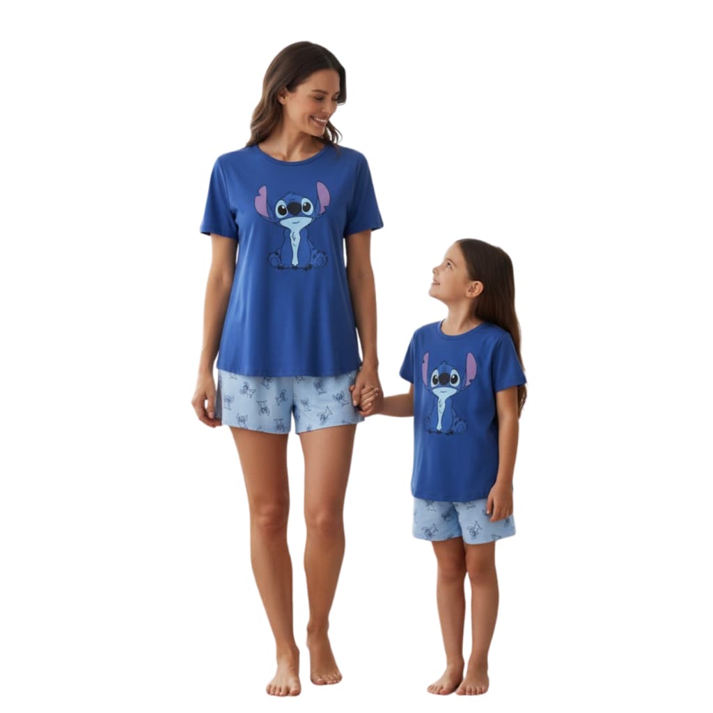Kit 2 Pijamas Verão Mãe e Filha Personagens Divertidos Combo Combinado Promoção