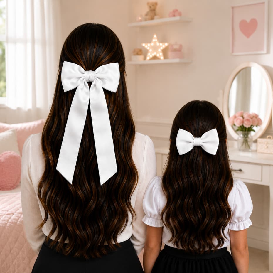 Laços de Cabelo Cetim e Bico de Pato Cores da Vibrantes Gorgurão da Moda Virginia Adulto e Infantil