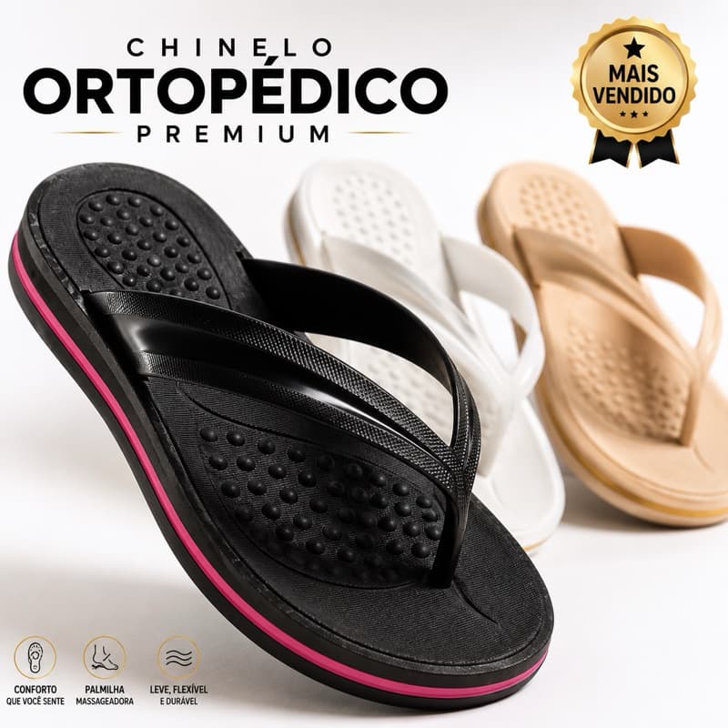 Chinelo Ortopédico Feminino Nuvem Leve Antiderrapante Conforto Anatômico Dia a Dia