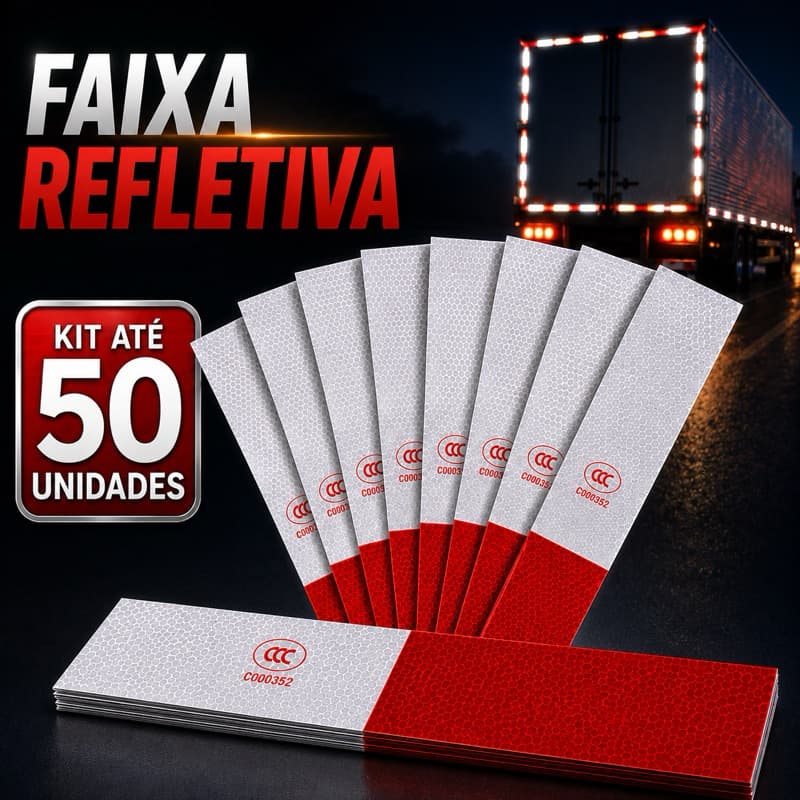 Kit Faixa Refletiva Para Caminhão Van Onibus Carreta Adesivo Traseiro Fita de Reboque Carretinha Parachoque Segurança