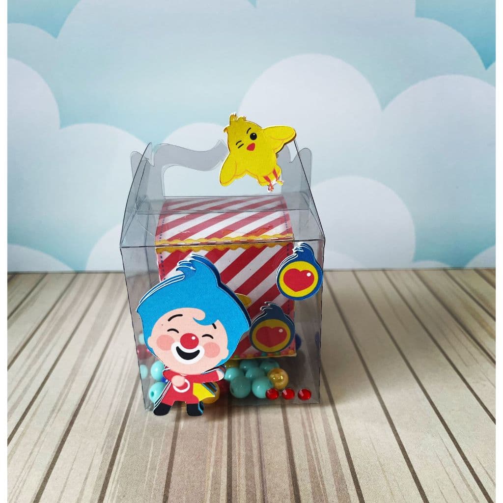 ✨ Caixa Cenário Luxo - Palhaço Plim Plim, Herói do Coração - Papelaria Personalizada - Lembrancinha de Festa
