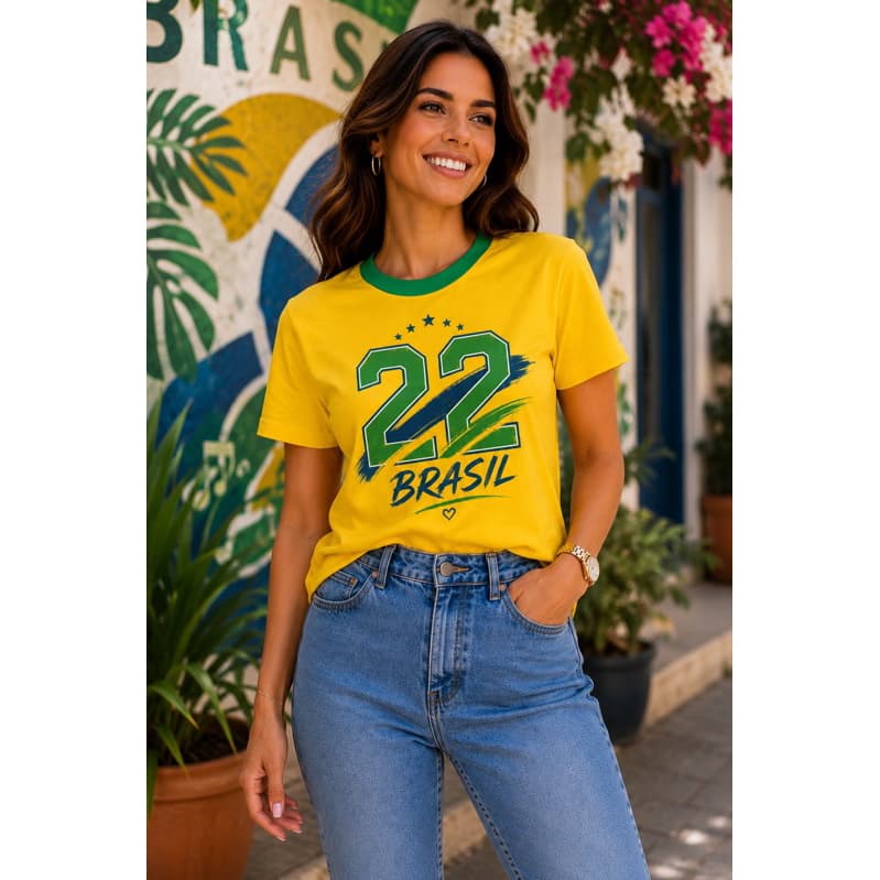 Blusa algodão verde e amarelo outubro
