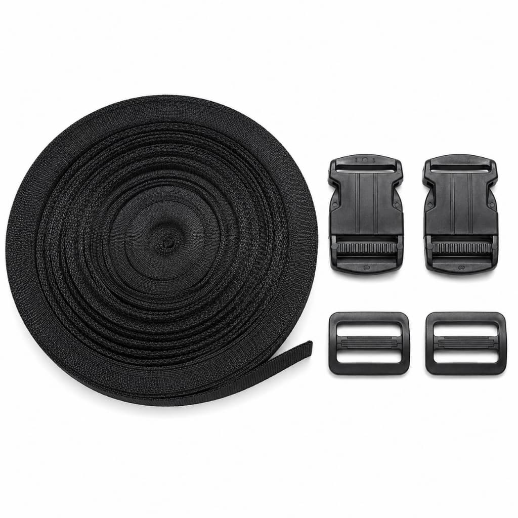 kit 2 Fecho Engate Rapido Fivela 40mm + 2 Passador 40mm + 2 Metros Fita Ca 40mm P/ Alças Mochilas