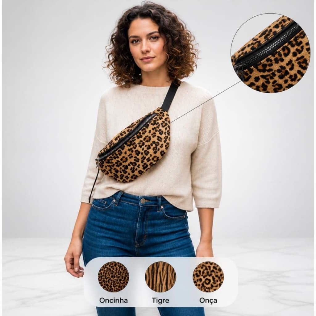Pochete Feminina Animal Print Onça | Moderna, Leve e Estilosa – Coleção Rosa Maria Leve
