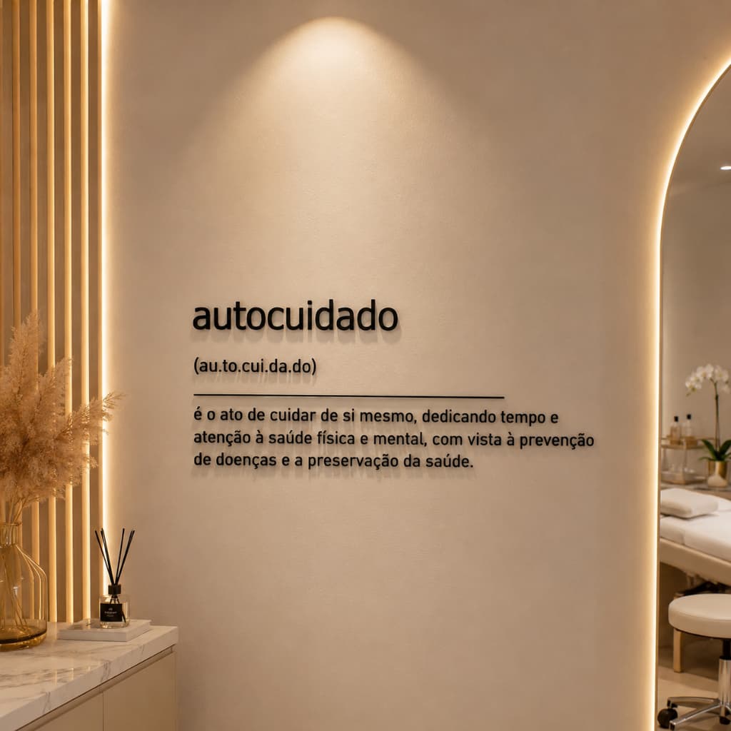 Frase Autocuidado em MDF 3mm Preto ou Cru