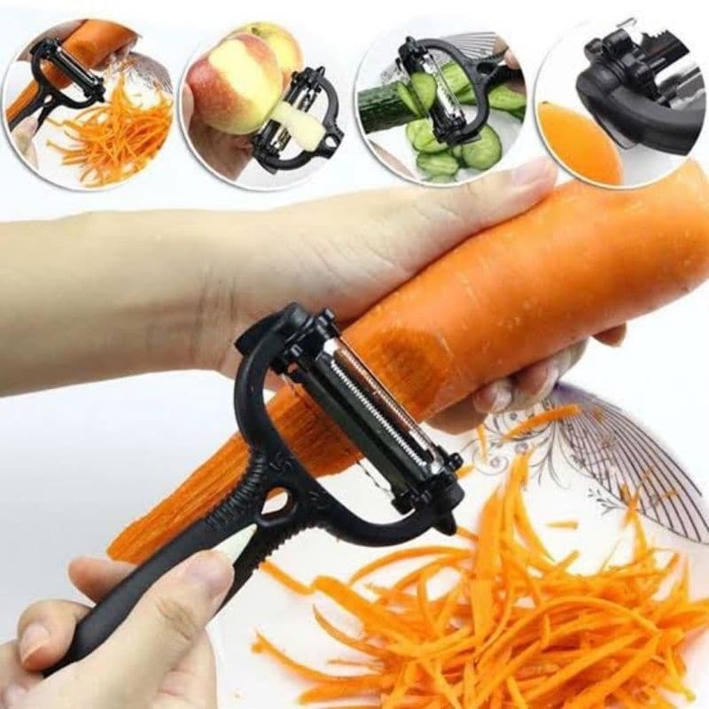 Descascador de Legumes 3 em 1 Multifuncional Fatiador Cortador de Frutas e Vegetais com 3 Lâminas