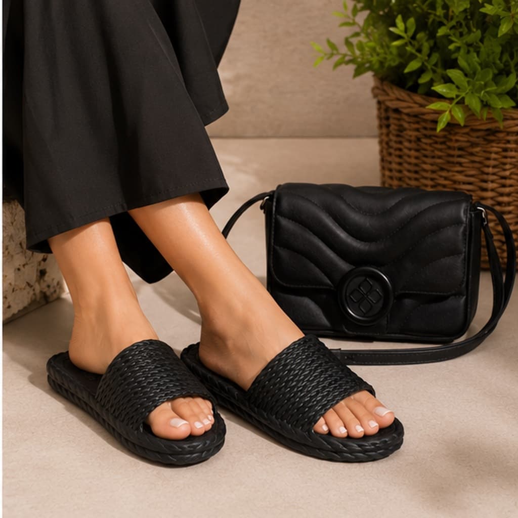 Kit Pantera Brasil Chinelo Feminino Risa com Bolsa Keite Transversal Leve Confortável Alça Ajustável
