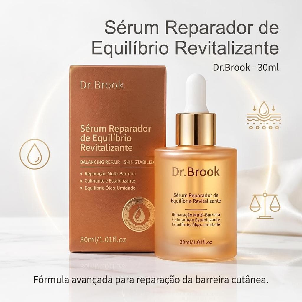 Sérum Revitalizador 30ml Dr.Brook Reparo Barreira Equilíbrio Oleosidade Brilho Pós-Noite