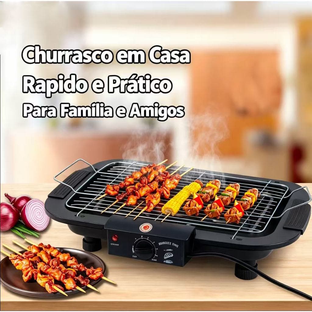 Churrasqueira Elétrica Portátil 1500W 110V 60Hz, Ideal para Churrasco, Piquenique e Uso na Cozinha