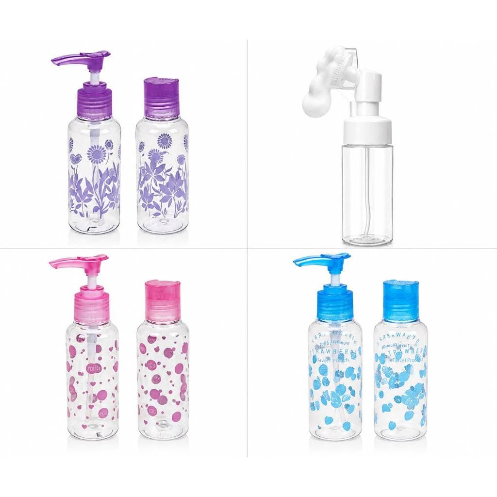 Kit Frascos Viagem 100ml Reutilizável Porta Shampoo Necessaire Frasco Pump Espuma Skin Care