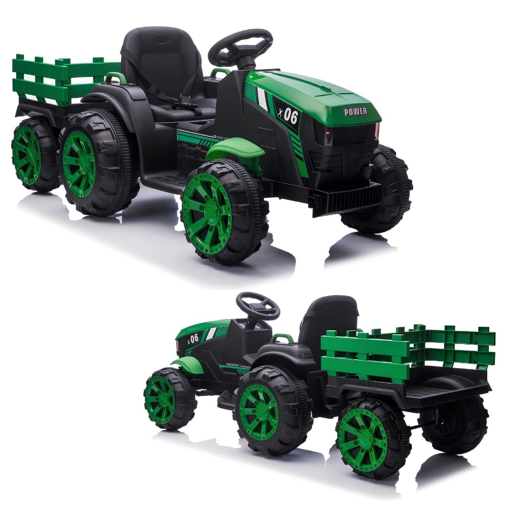 Trator Elétrico Infantil Carrinho 12V Carro Motorizado Com Caçamba Reboque MP3 USB Recarregável