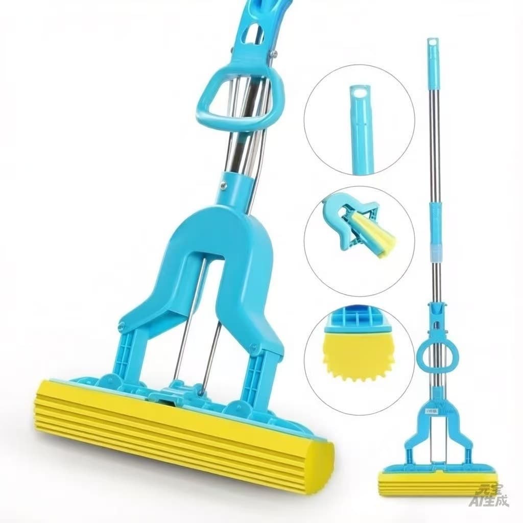 RODO Mop Rodo Esponja PVA Comprimento Mágico Dobrável Esfregão Para Limpeza Geral Pisos azulejos