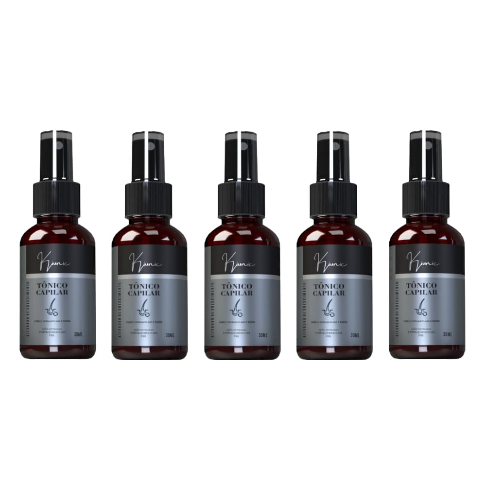 Kit Tônico para Cabelo Barba e Sobrancelhas Cresce Rápido Kiunic 30ml