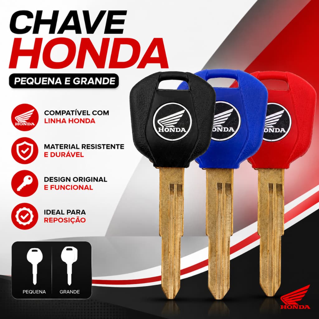 Chave Virgem Honda Fan Start Titan cg 160 Pop 110 Xre hornet
